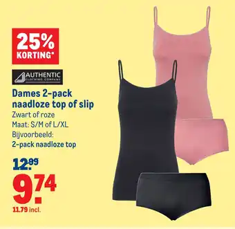 Makro Dames 2-pack naadloze top of slip aanbieding