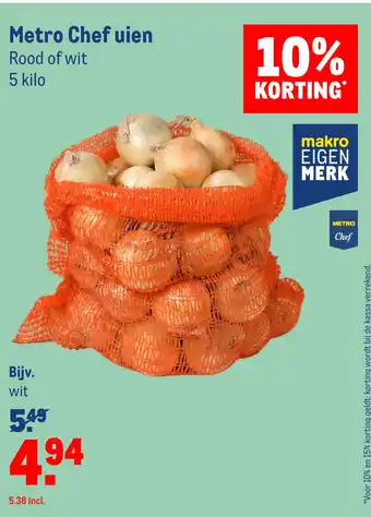 Makro Metro chef uien aanbieding