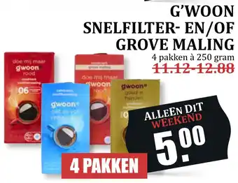 MCD Supermarkt G'woon snelfilter- en/of grove maling 250g aanbieding