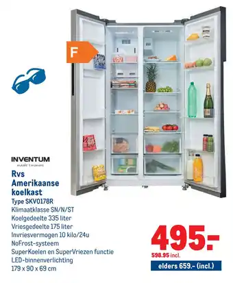 Makro Inventum amerikaanse koelkast Type SKV0178R aanbieding