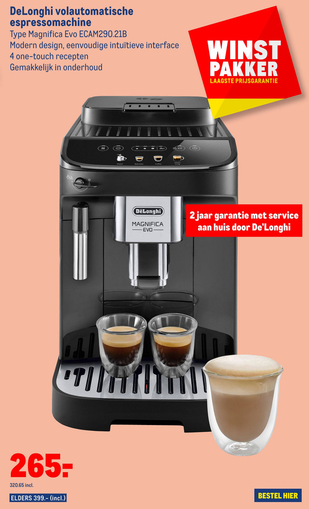 DeLonghi volautomatische espressomachine aanbieding bij Makro