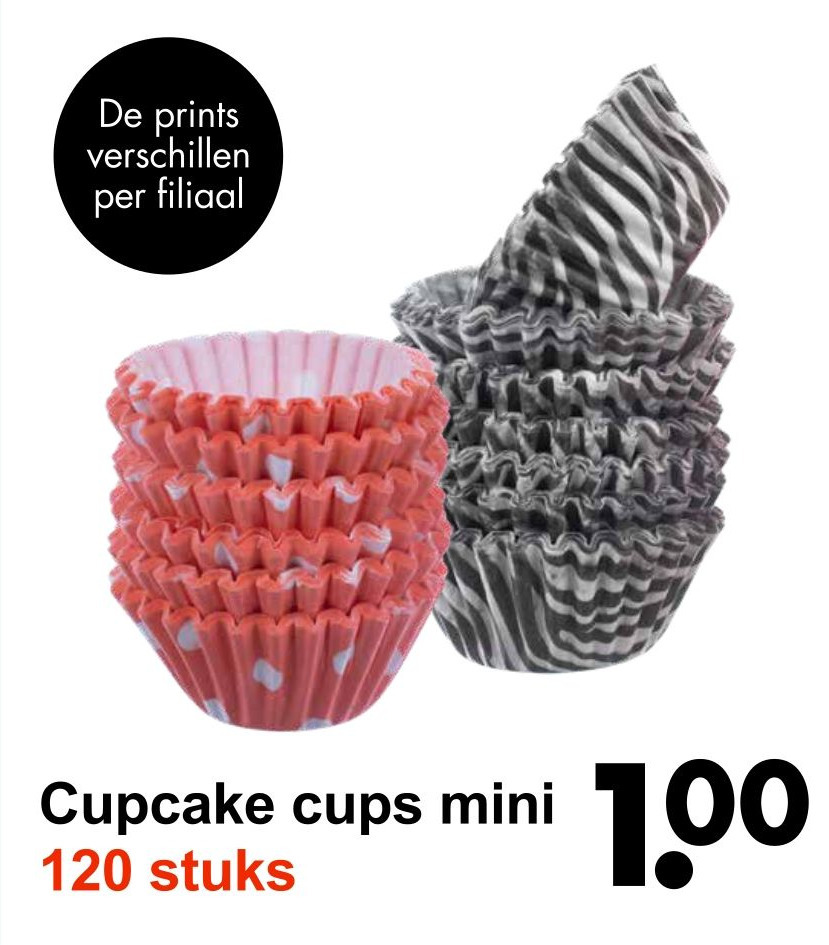 Cupcake cups mini 120 stuks aanbieding bij Wibra