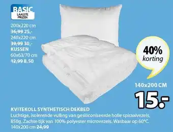 Jysk Kvitekoll synthetisch dekbed 140x200cm aanbieding