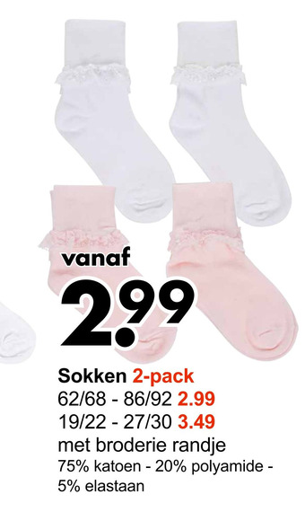 Wibra Sokken 2-pack aanbieding