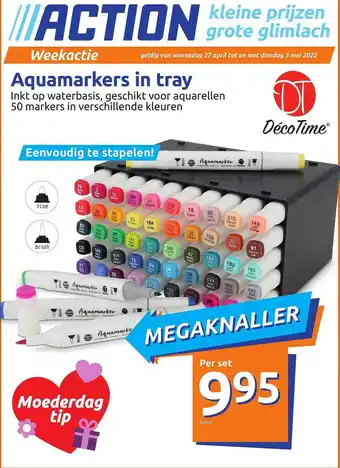 Action Aquamarkers In Tray aanbieding