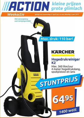 Action Hogedrukreiniger K2 aanbieding