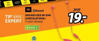 Expert Draadloze in-ear oortelefoon T115BT oranje aanbieding