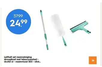 Blokker Leifheit Set Raamreiniging Droog&Nat Met Telescoopsteel - Duster XL - Raamwisser 3in1 - Click... aanbieding