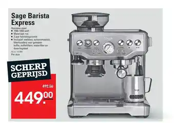 Sligro Sage Barista Express aanbieding