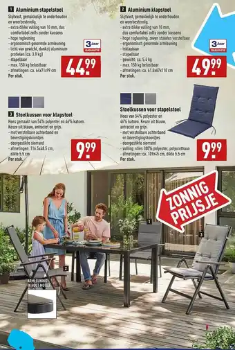 ALDI Aluminium Stapelstoel, Stoelkussen Voor Klapstoel, Aluminium Klapstoel Of Stoelkussen Voor Stapelstoel aanbieding