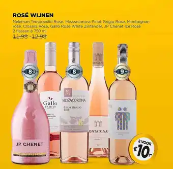 Jumbo Rosé Wijnen : Neleman Tempranillo Rose, Mezzacorona Pinot Grigio Rose, Montaignan Rosé, Closalis Rose, Gallo Rose White Zinfa aanbieding