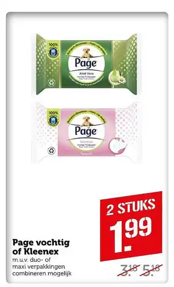 Coop Page Vochtig Of Kleenex aanbieding