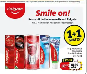 Kruidvat Colgate Tandpasta Max White One 1+1 Gratis aanbieding