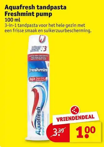 Kruidvat Aquafresh Tandpasta Freshmint Pump aanbieding