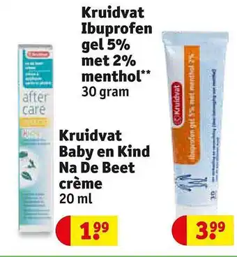 Kruidvat Kruidvat Ibuprofen Gel 5% Met 2% Menthol Of Kruidvat Baby En Kind Na De Beet Crème aanbieding