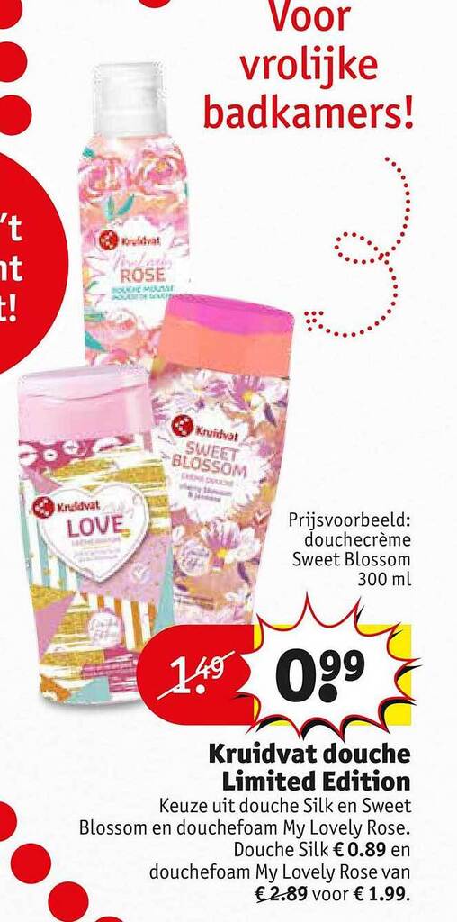 Kruidvat Douche Limited Edition aanbieding bij Kruidvat