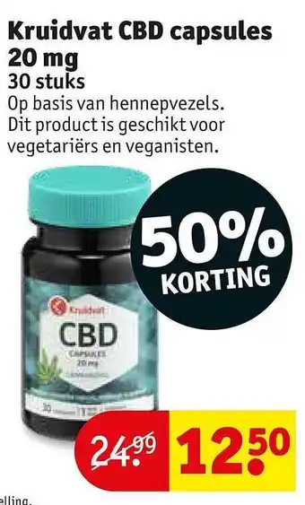 Kruidvat Kruidvat CBD Capsules 20 Mg 50% Korting aanbieding