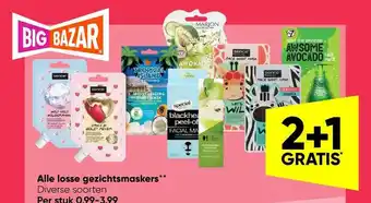 Big Bazar Alle Losse Gezichtsmaskers** aanbieding