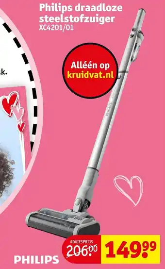 Kruidvat Philips draadloze steelstofzuiger aanbieding