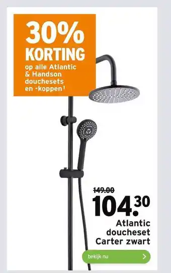 GAMMA Atlantic Doucheset Carter Zwart 30% Korting aanbieding