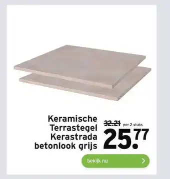 GAMMA Keramische Terrastegel Kerastrada Betonlook Grijs aanbieding