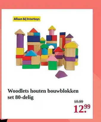 Intertoys Woodlets Houten Bouwblokken Set 80-delig aanbieding