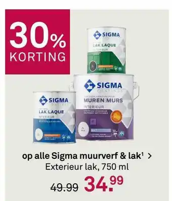 Karwei Op Alle Sigma Muurverf & Lak¹ > Exterieur Lak, 750 Ml 30% Korting aanbieding