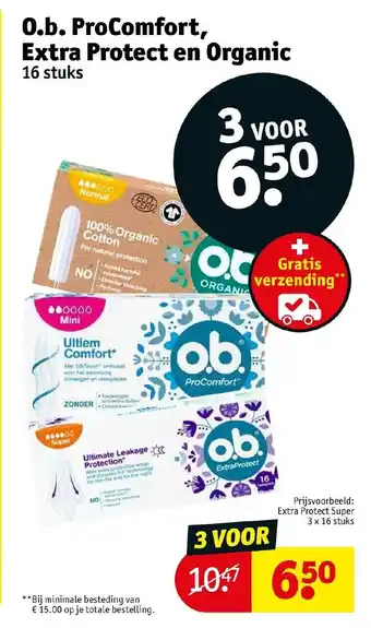 Kruidvat O.b. ProComfort, Extra Protect en Organic aanbieding