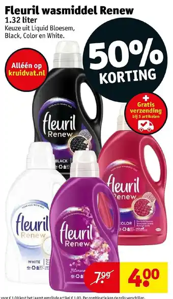 Kruidvat Fleuril wasmiddel Renew 1.32 liter aanbieding