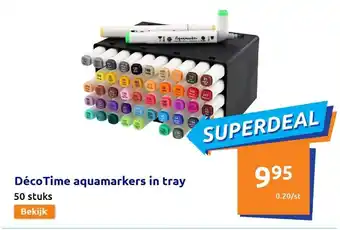 Action DecoTime aquamarkers in tray 50 stuks aanbieding