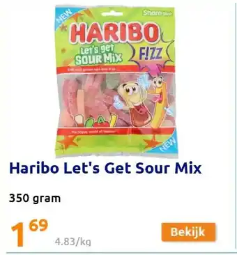 Action Haribo Let's Get Sour Mix 350 gram aanbieding