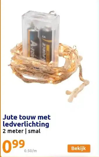 Action Jute touw met ledverlichting 2 meter aanbieding