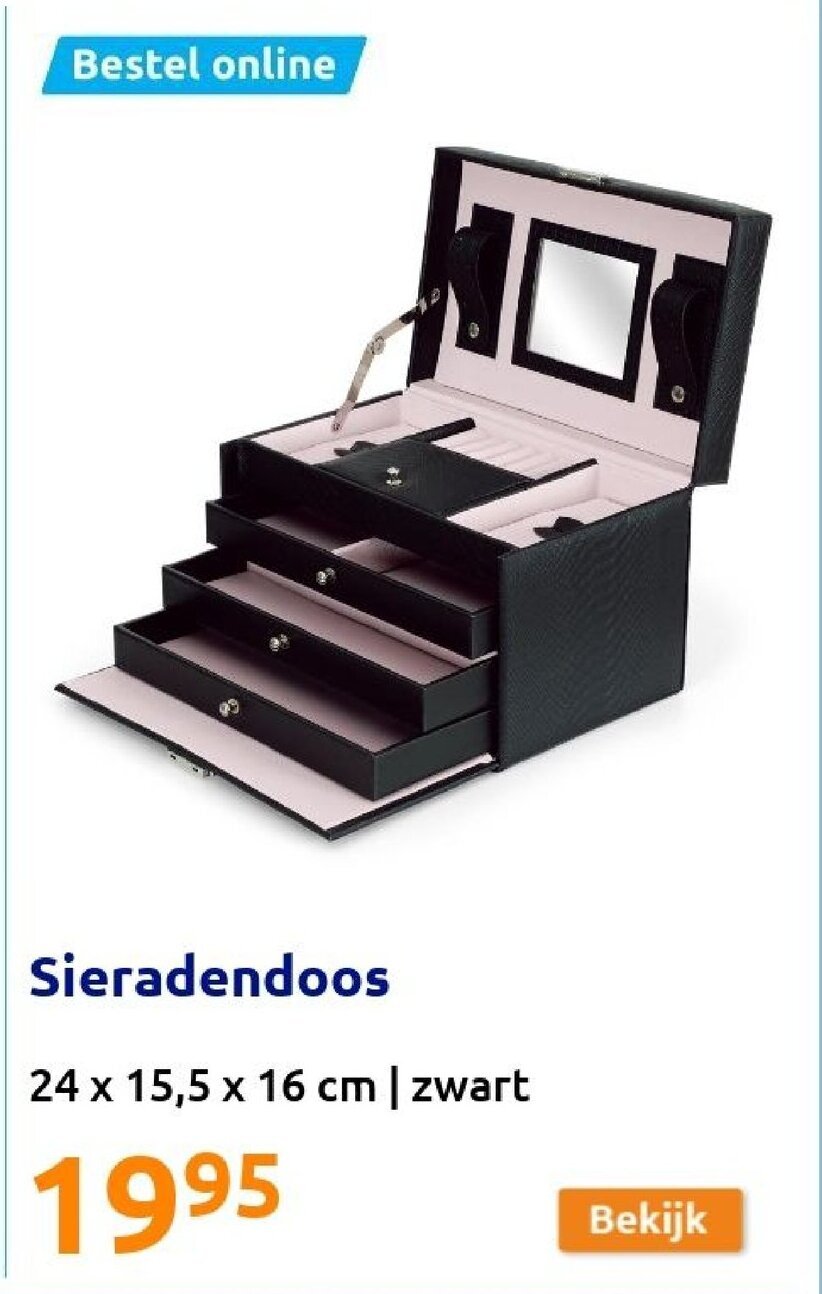 Sieradendoos 24 X 15 5 X 16 Zwart Aanbieding Bij Action