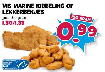 Boon`s Markt Vis marine kibbeling of lekkerbekjes 100g aanbieding