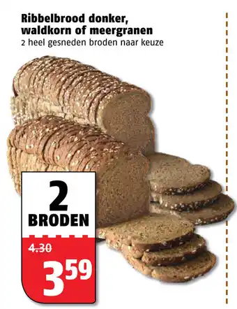 Poiesz Ribbelbrood donker, waldcorn of meergranen aanbieding