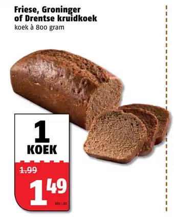 Poiesz Friese, Groninger of Drenste kruidkoek 800g aanbieding