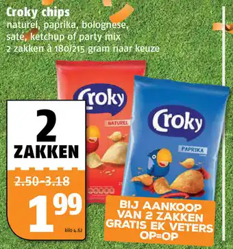 Poiesz Croky chips 2*180/215g aanbieding