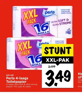 Vomar Voordeelmarkt Perla 4-laags Toiletpapier XXL-pak 16 rollen aanbieding