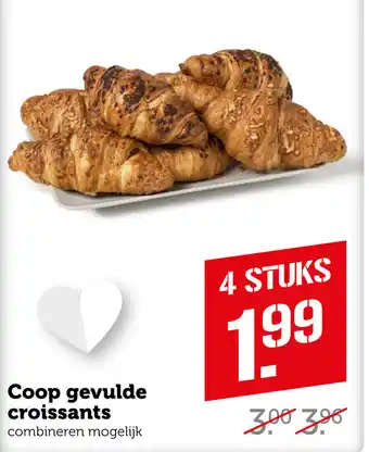 Coop Gevulde croissants 4 stuks aanbieding