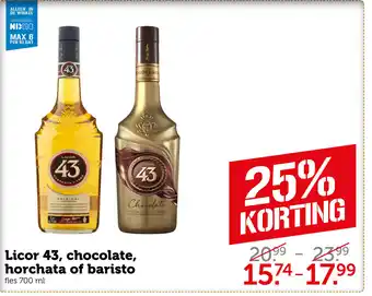 Coop Licor 43, chocolate, horchata of baristo 700 ml aanbieding