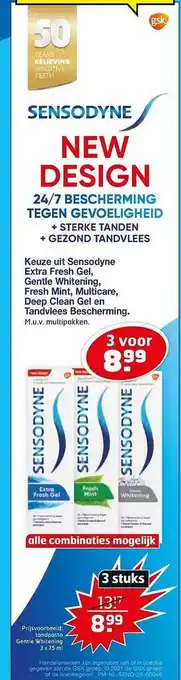 Trekpleister Keuze Uit Sensodyne Extra Fresh Gel, Sensodyne Gentle Whitening, Sensodyne Fresh Mint, Sensodyne Multicare, Sensodyne Deep Cl aanbieding