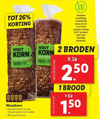 Lidl Woutkorn 2 broden aanbieding