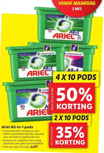 Lidl Ariel All-in-1 pods 4x10 pods aanbieding