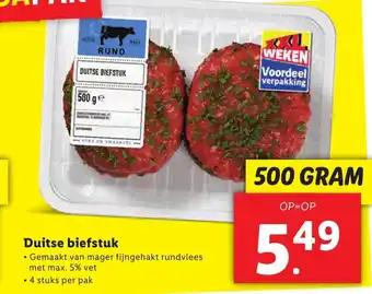 Lidl Duitse biefstuk 500 gram aanbieding