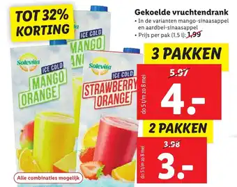 Lidl Gekoelde vruchtendrank 3 pakken aanbieding