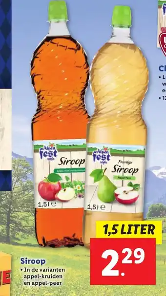 Lidl Siroop 1.5 liter aanbieding