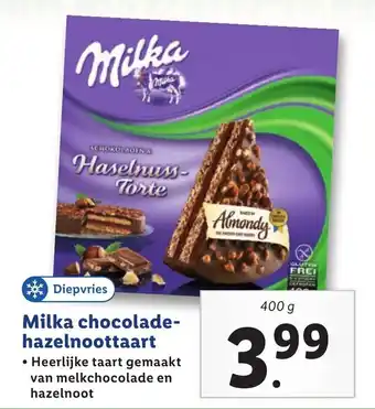 Lidl Milka chocolade- hazelnoottaart 400g aanbieding