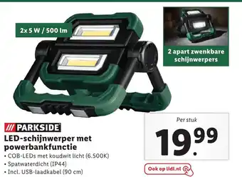 Lidl Parkside LED-schijnwerper met powerbankfunctie aanbieding