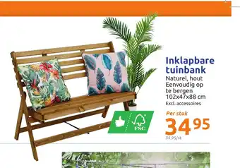 Action Inklapbare tuinbank 102 x 47 x 88 cm per stuk aanbieding