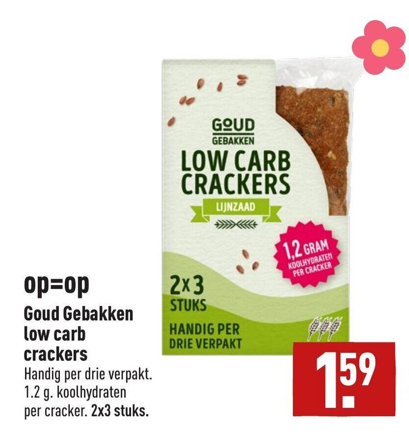Goud Gebakken low carb crackers aanbieding bij ALDI